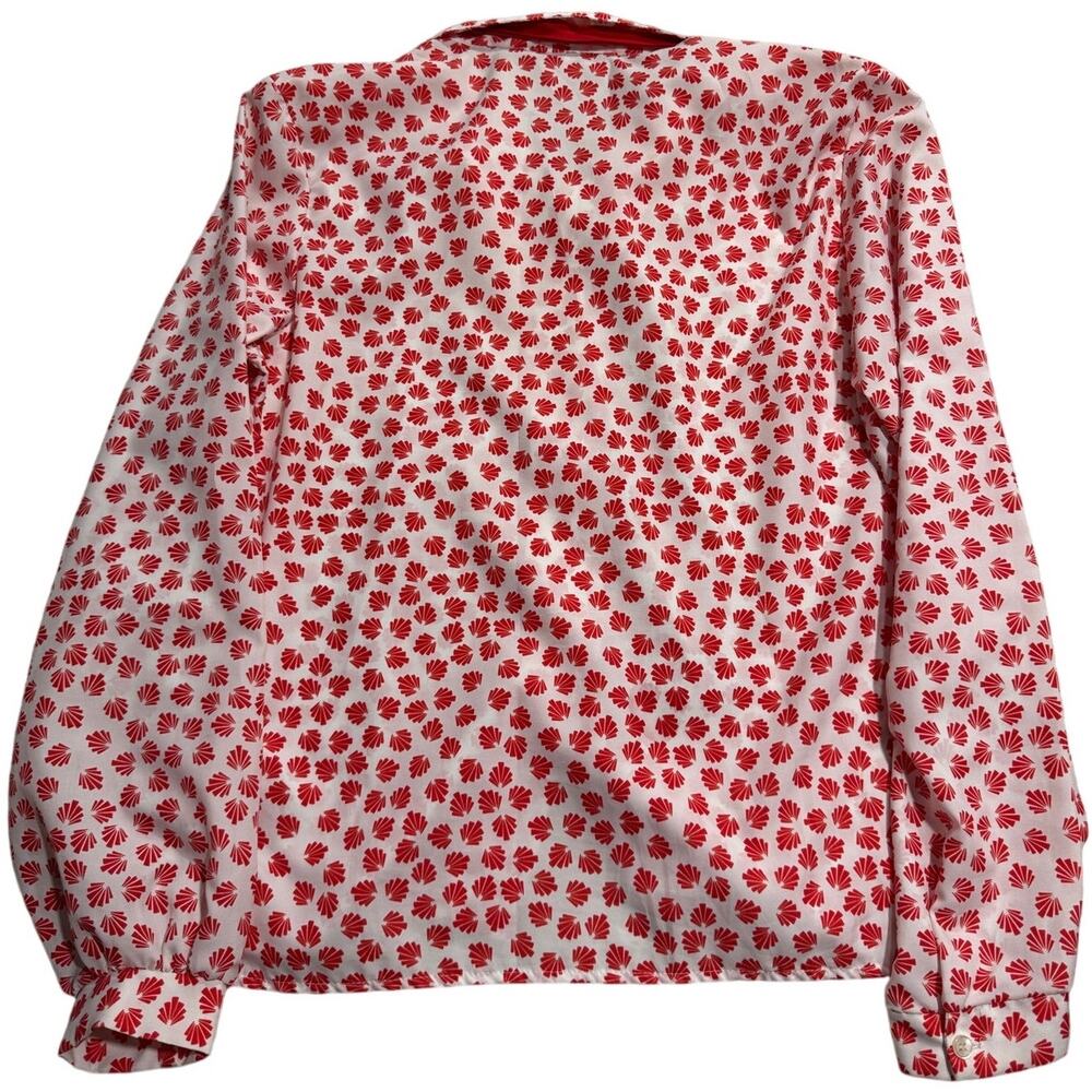 VTG Cape Cod Match Mates Long Sleeve Blouse Bow Button Women Sz 18 USA Red White - Picture 6 of 9